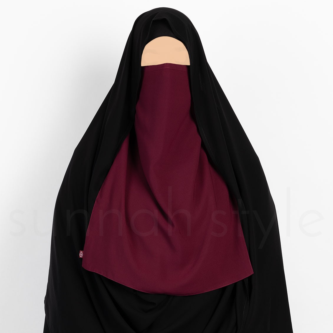 Sunnah Style Long Tying Half Niqab Burgundy